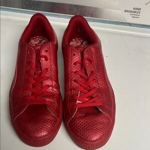 Puma Red Monochrome Sneakers with Textured Upper